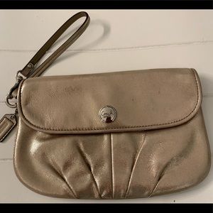 Coach Metallic Gold Leather wristlet, EUC.